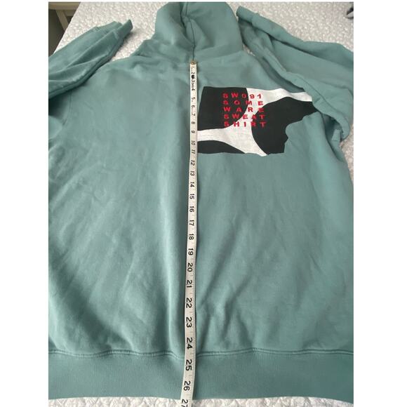 Some Ware Logo Embroidered Hoodie Organic Loopback Cotton Zen Green Size Large - Picture 8 of 13